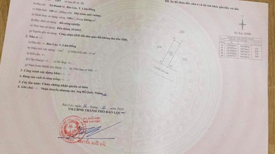 Đất nền thổ cư liền kề hẻm 75 Trần Tế Xương Dambri Bảo Lộc