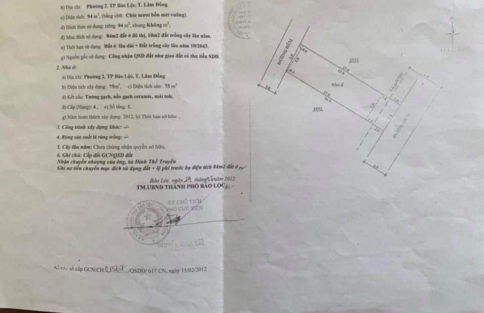 Bán nhà 2 mặt tiền hẻm 85 Nguyễn Bỉnh Khiêm Phường 2 Bảo Lộc