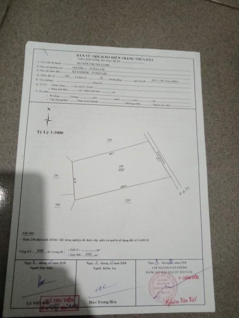 Bán 4,3 sào Hẻm 71 Trần Nhật Duật Xã Đambri Bảo Lộc