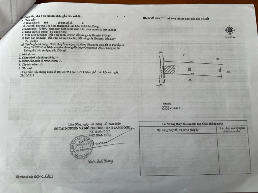 Bán 2 Sào, sẵn thổ cư hẻm Chi Lăng Phường Lộc Sơn Bảo Lộc